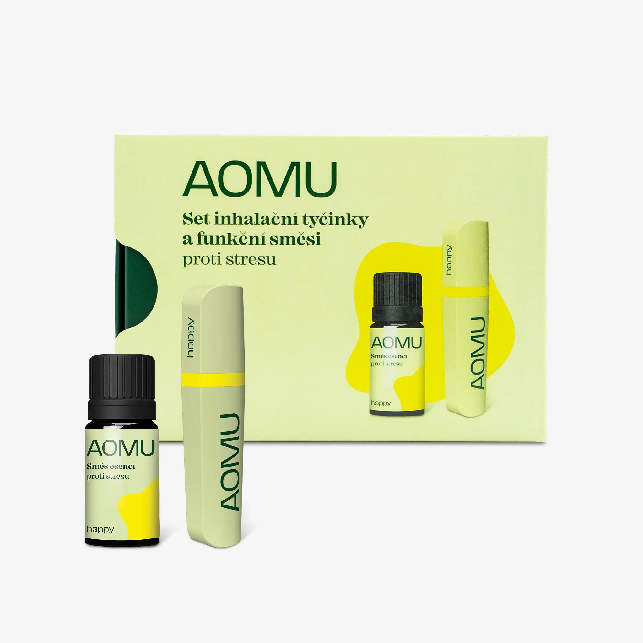 Happy – zvýhodněný set inhalační tyčinky & směsi olejů proti stresu